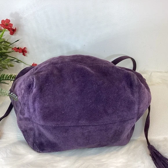 MICHAEL KORS ASHBURY HIPPIE BOHO SLOUCHY RAW SUEDE LEATHER HANDBAG VIOLET - Picture 11 of 15